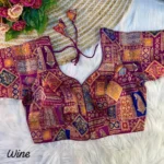 Position Printed Viscose jacquard Blouse for Silk Saree