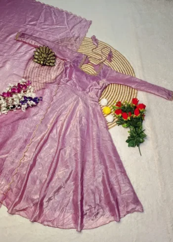 Premium Gold Crush Silk Hand Zardoshi Work Gown