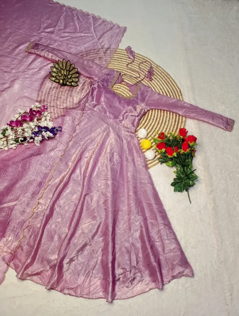 Premium Gold Crush Silk Hand Zardoshi Work Gown