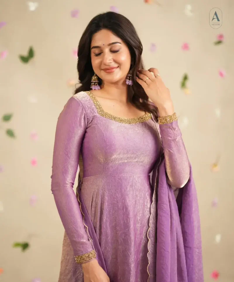 Premium Gold Crush Silk Hand Zardoshi Work Gown