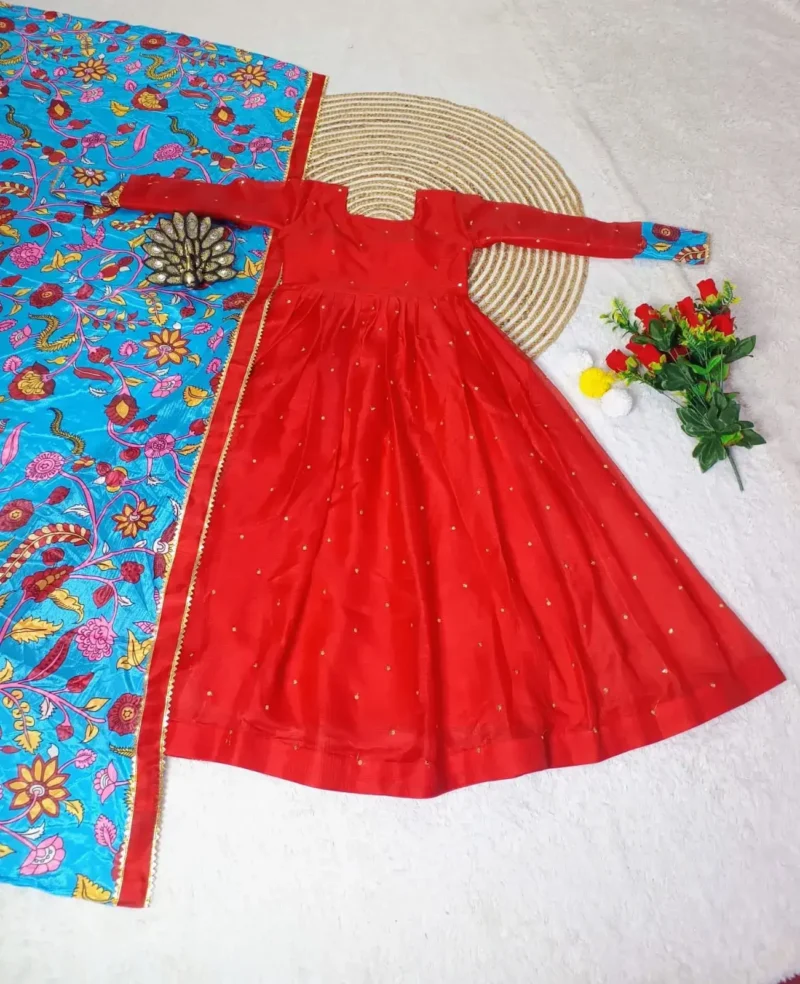 Premium Kota Silk Sequence Butti Work Gown
