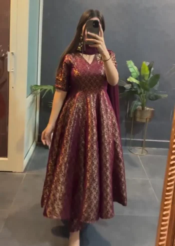 Premium Silk Anarkali Style Gown for Women