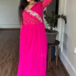 Pure Bandhej Sequins Embroidered Gown with Dupatta