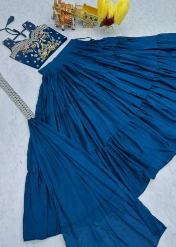 Pure Chinon Thread Work Lehenga Choli with Koti