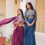 Pure Chinon Thread Work Lehenga Choli with Koti