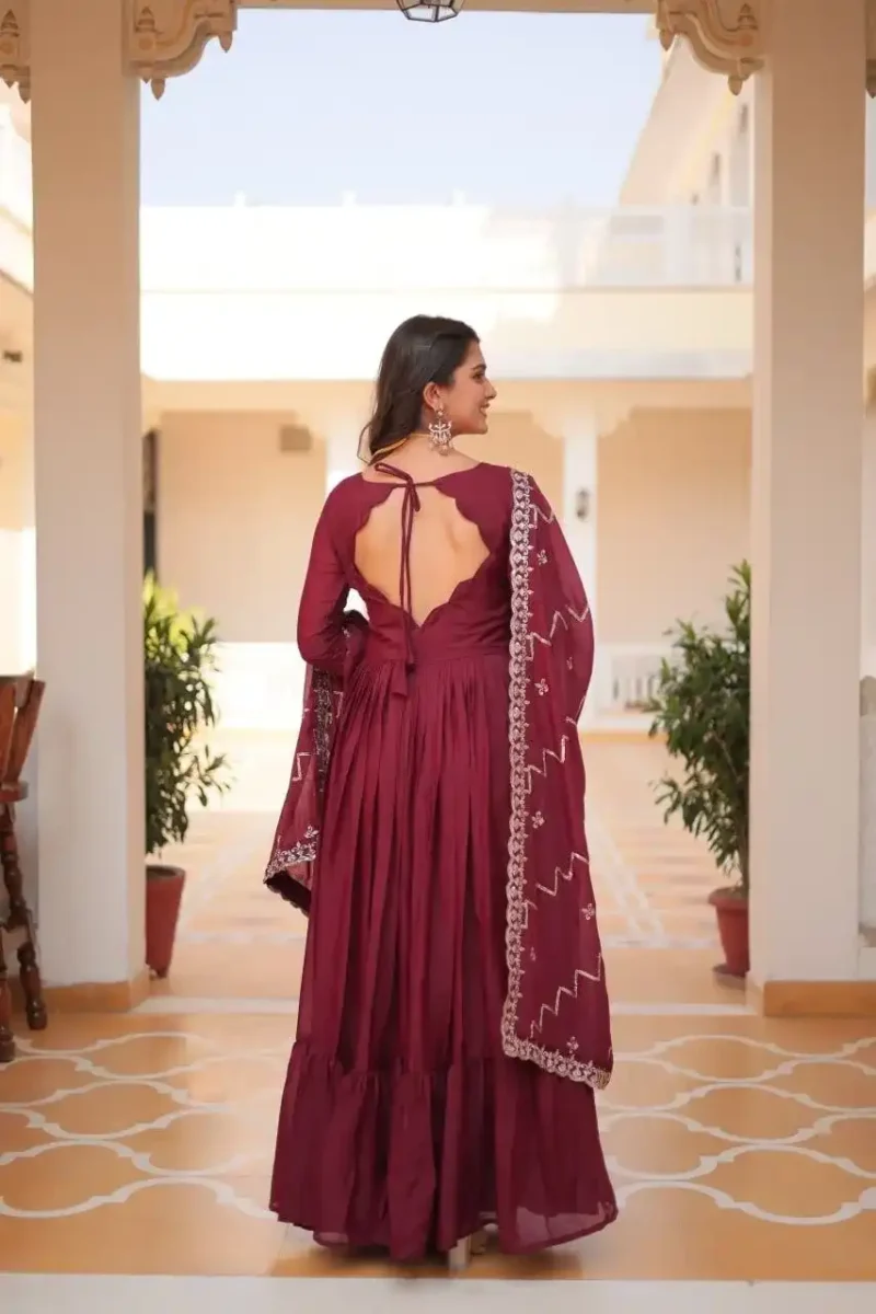 Pure Star Georgette Heavy Embroidered Designer Long Gown