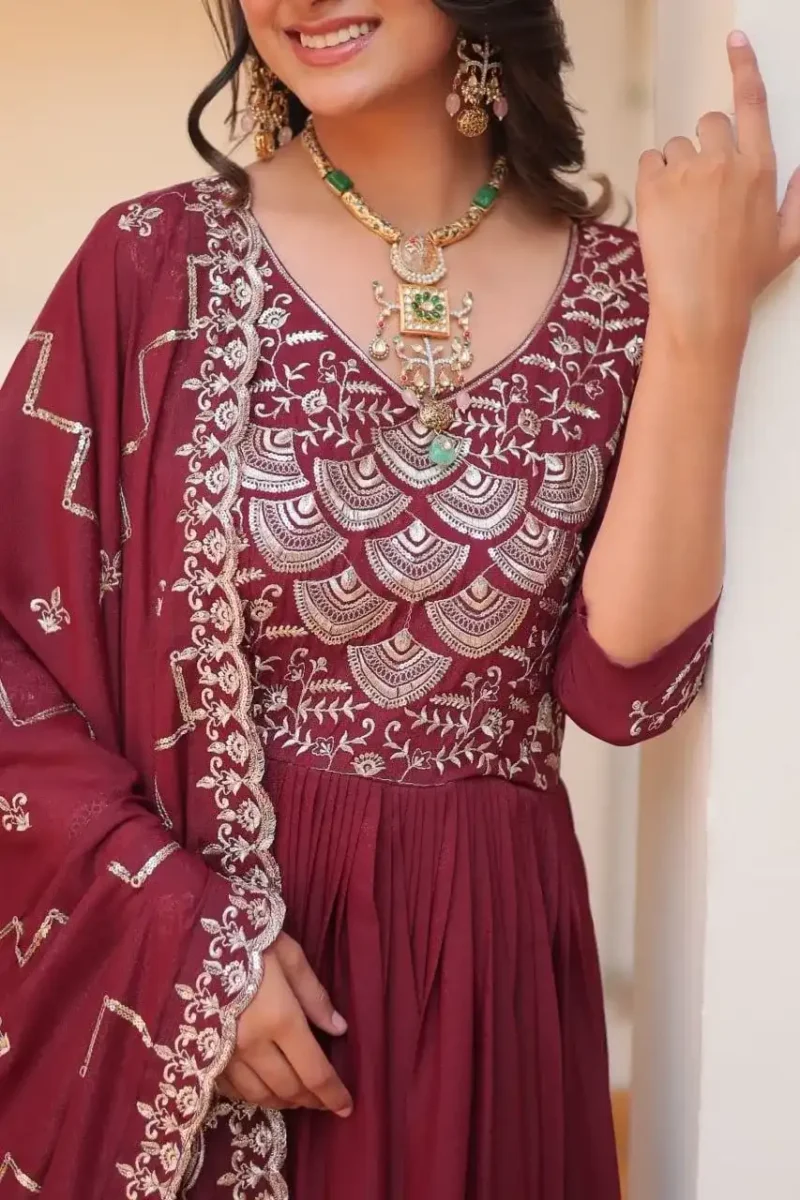 Pure Star Georgette Heavy Embroidered Designer Long Gown