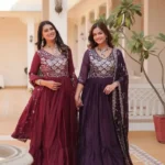 Pure Star Georgette Heavy Embroidered Designer Long Gown