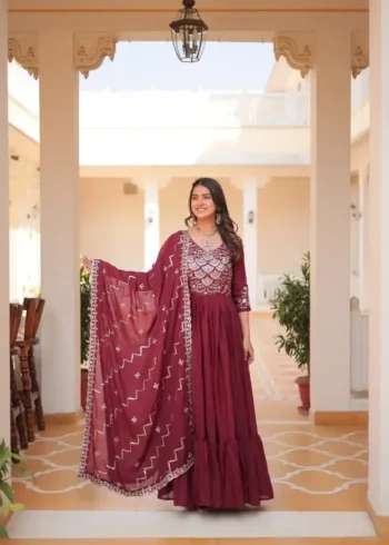 Pure Star Georgette Heavy Embroidered Designer Long Gown