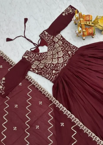 Pure Star Georgette Heavy Embroidered Designer Long Gown