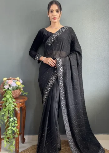 Rangoli Silk Ready to Wear Saree with Velvet Blouse
