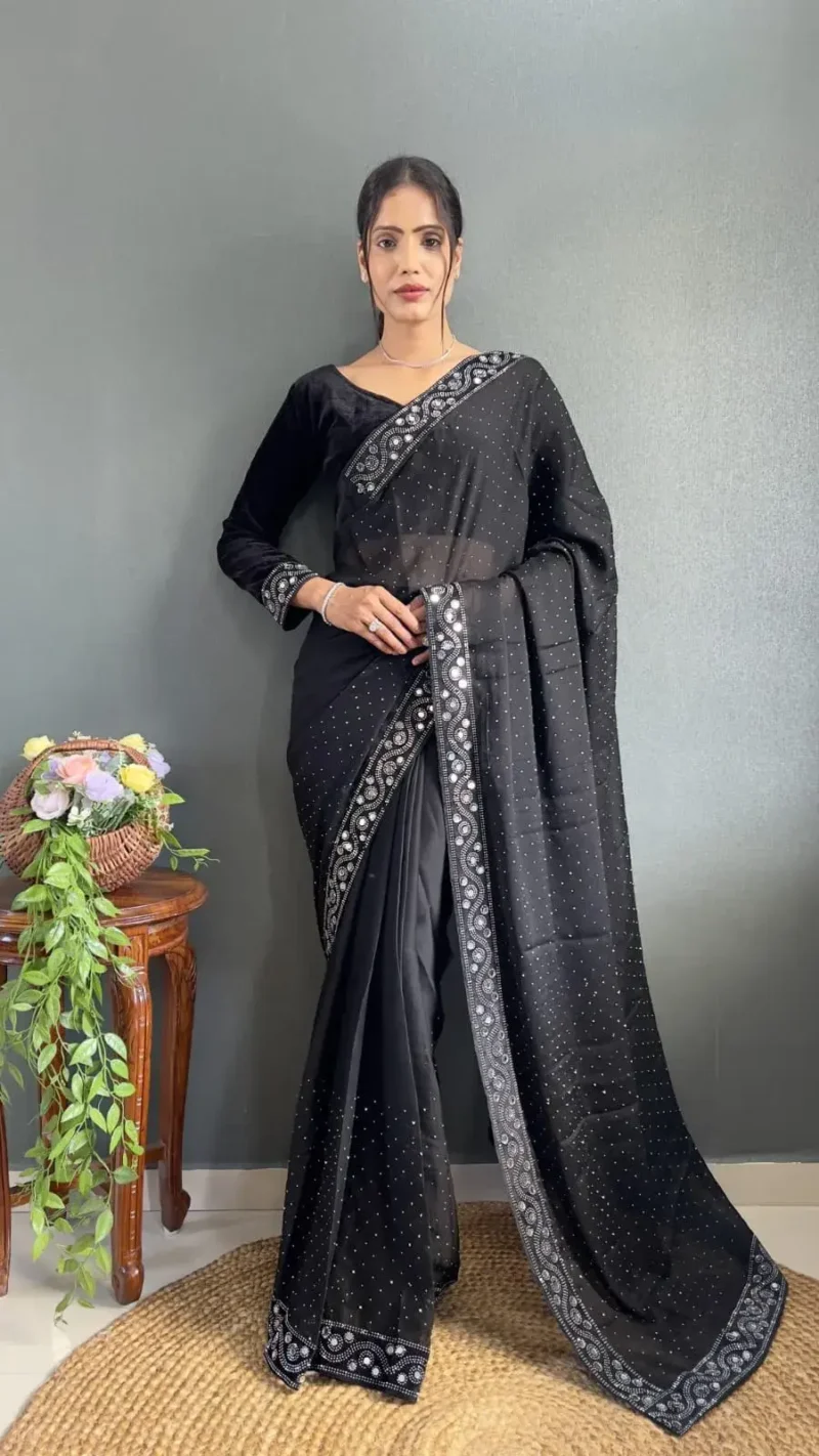 Rangoli Silk Ready to Wear Saree with Velvet Blouse