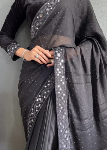 Rangoli Silk Ready to Wear Saree with Velvet Blouse