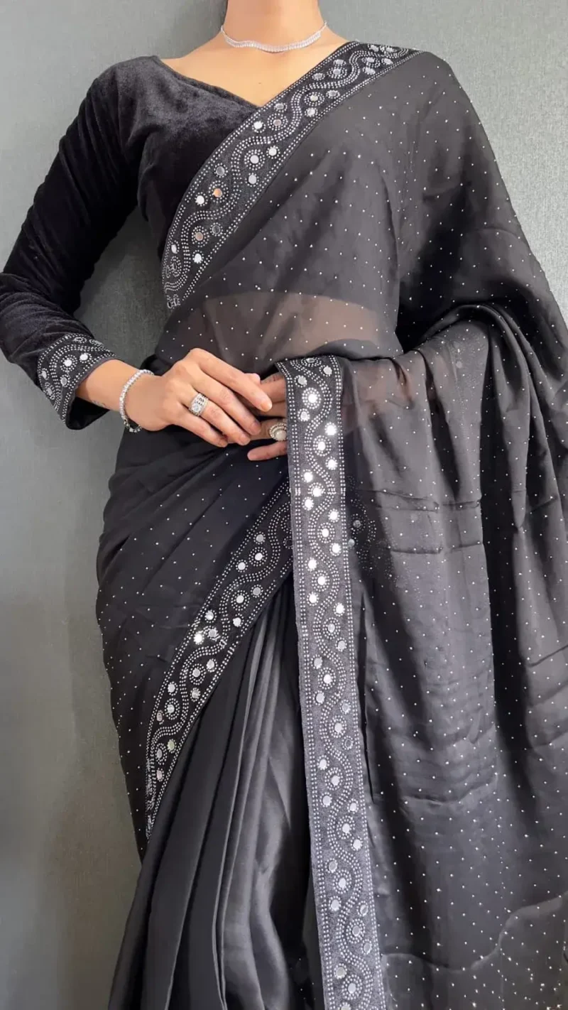 Rangoli Silk Ready to Wear Saree with Velvet Blouse
