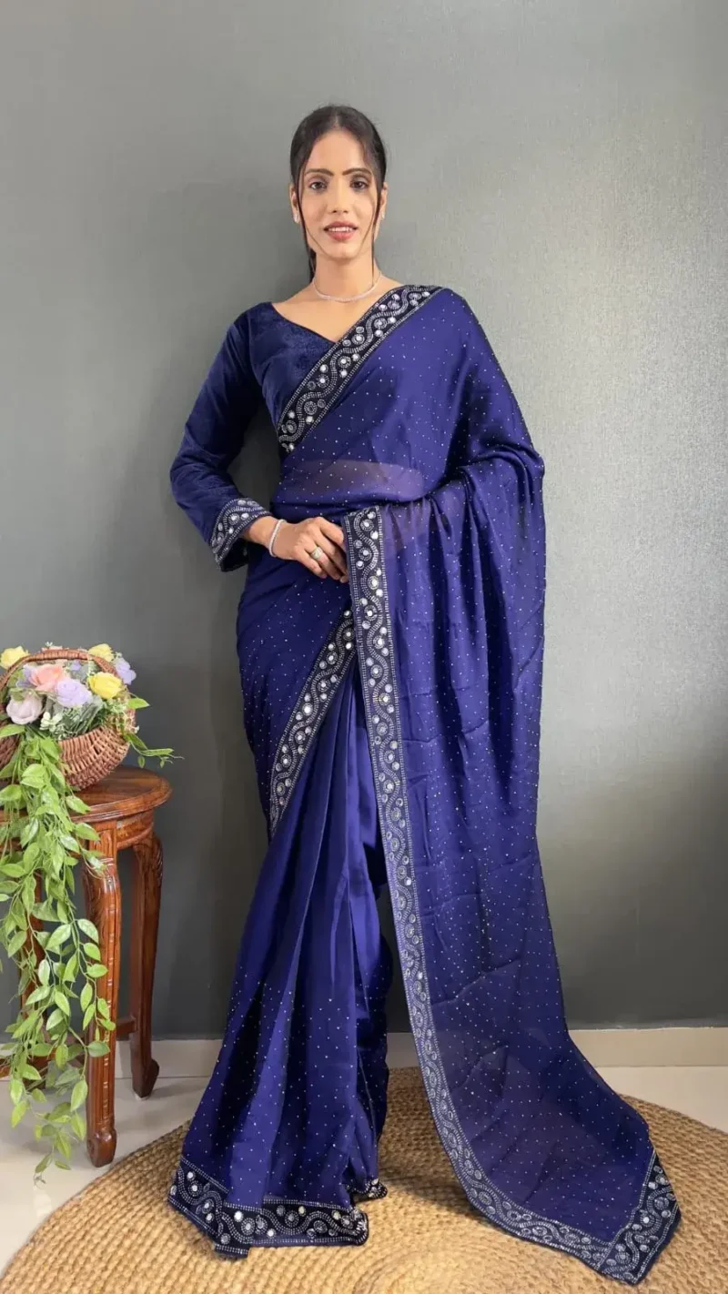 Rangoli Silk Ready to Wear Saree with Velvet Blouse