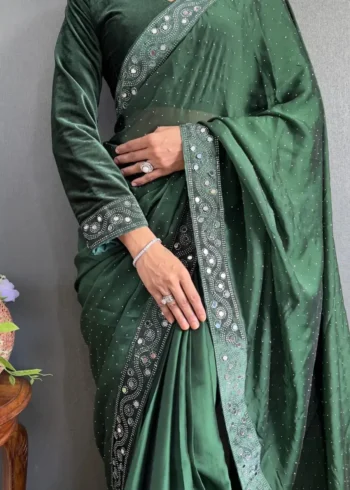 Rangoli Silk Ready to Wear Saree with Velvet Blouse