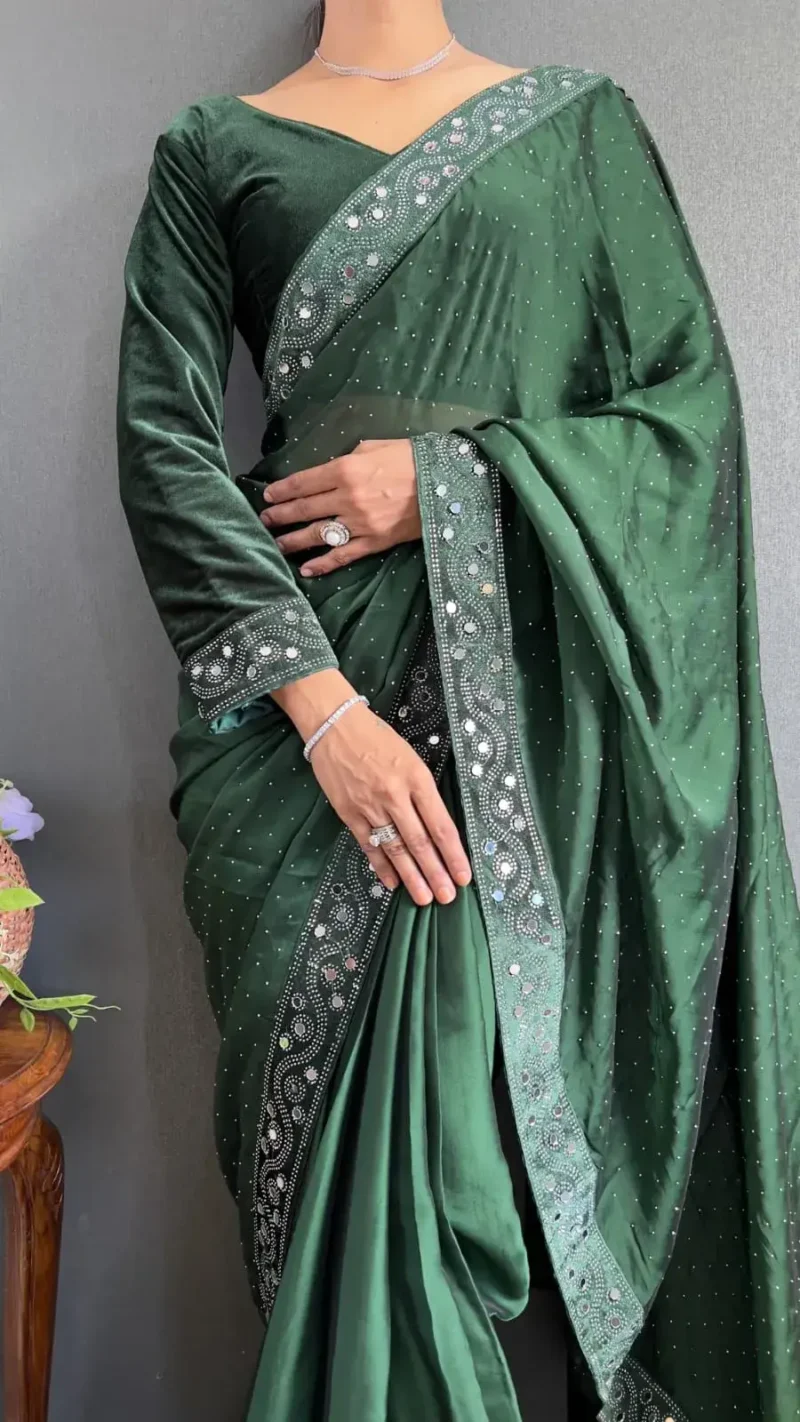 Rangoli Silk Ready to Wear Saree with Velvet Blouse