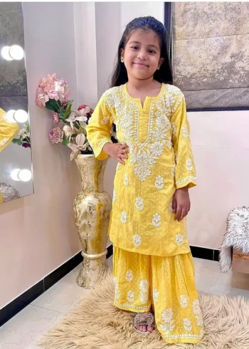 Rayon Cotton Embroidered Top & Sharara for Kids