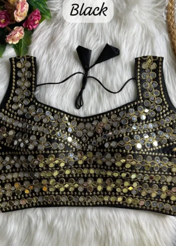 Real Hand Mirror Work Sleeveless Party Wear Blouse