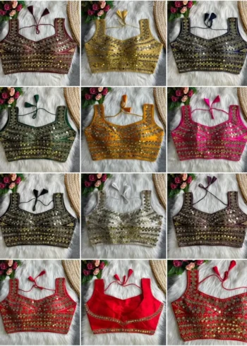 Real Hand Mirror Work Sleeveless Party Wear Blouse