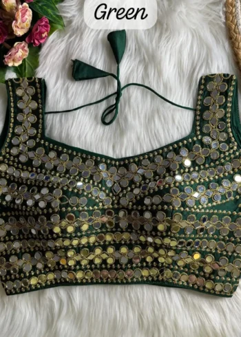 Real Hand Mirror Work Sleeveless Party Wear Blouse
