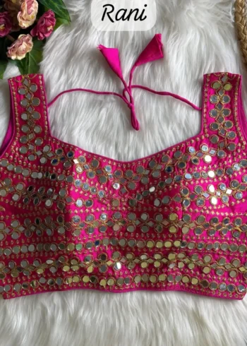 Real Hand Mirror Work Sleeveless Party Wear Blouse