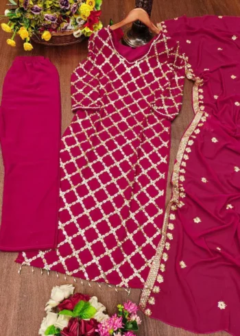 Rivet Moti Sequence Embroidered Faux Georgette Designer Suit