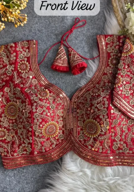 Sabyasachi Style Apple Cut Embroidered Bridal Blouse