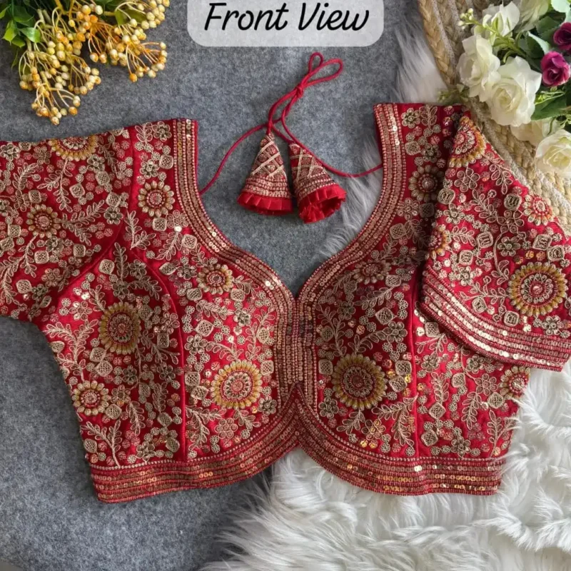 Sabyasachi Style Apple Cut Embroidered Bridal Blouse