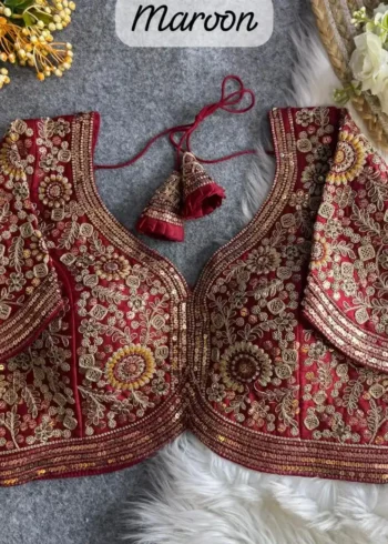 Sabyasachi Style Apple Cut Embroidered Bridal Blouse