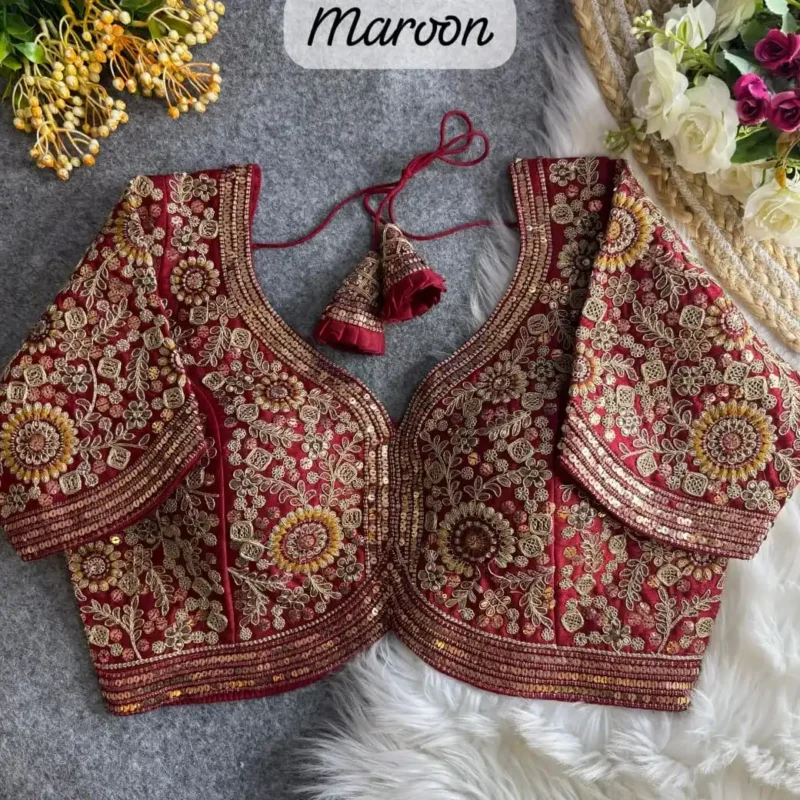 Sabyasachi Style Apple Cut Embroidered Bridal Blouse