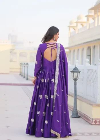 Sequence Embroidered Faux Georgette Designer Gown with Dupatta