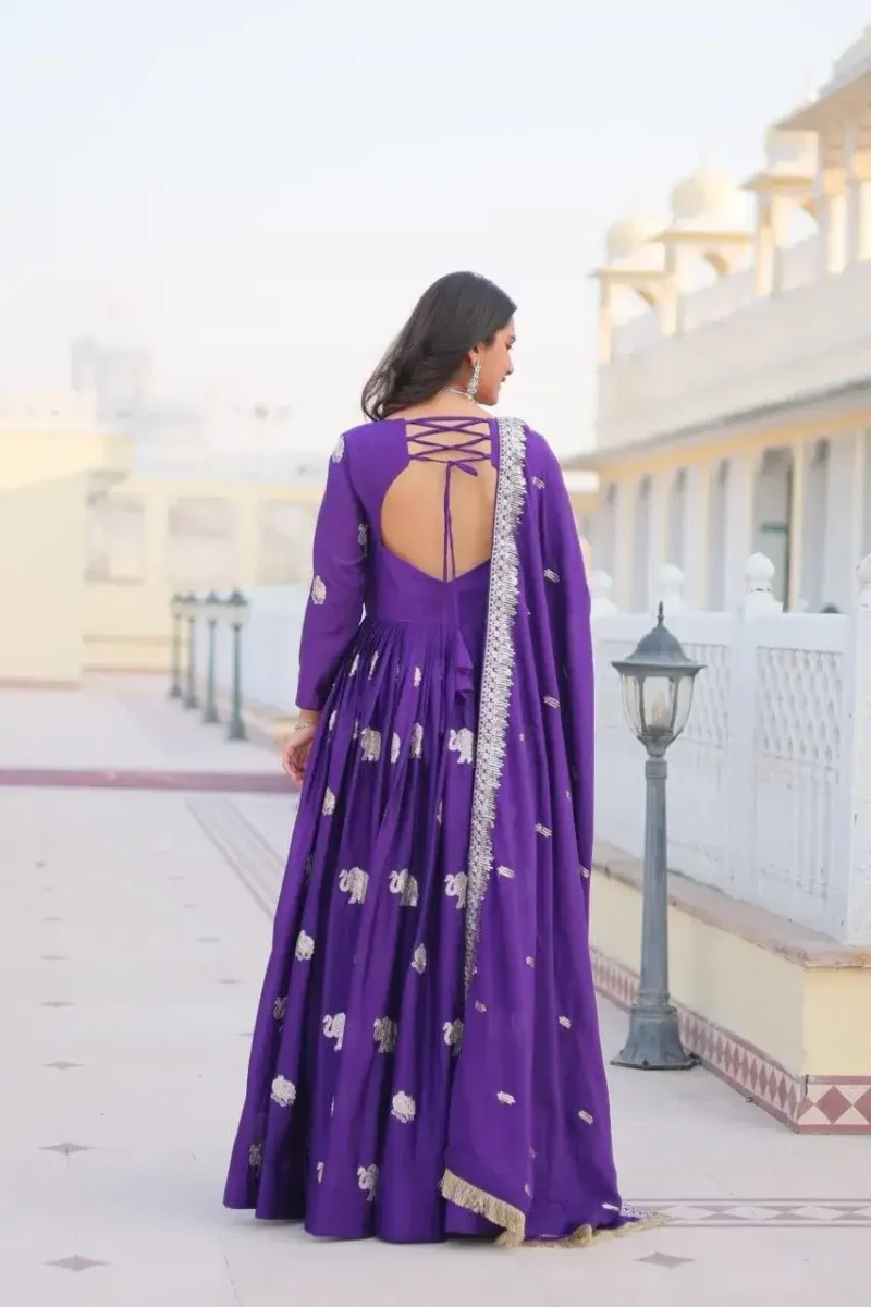 Sequence Embroidered Faux Georgette Designer Gown with Dupatta