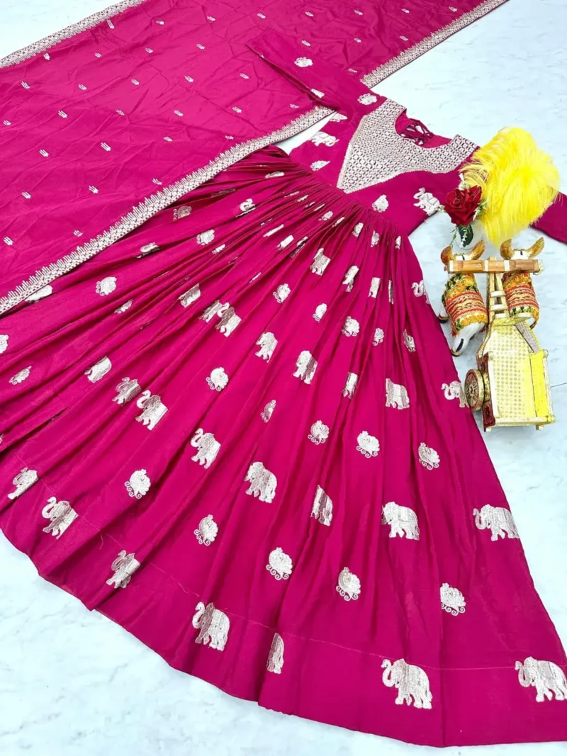 Sequence Embroidered Faux Georgette Designer Gown with Dupatta