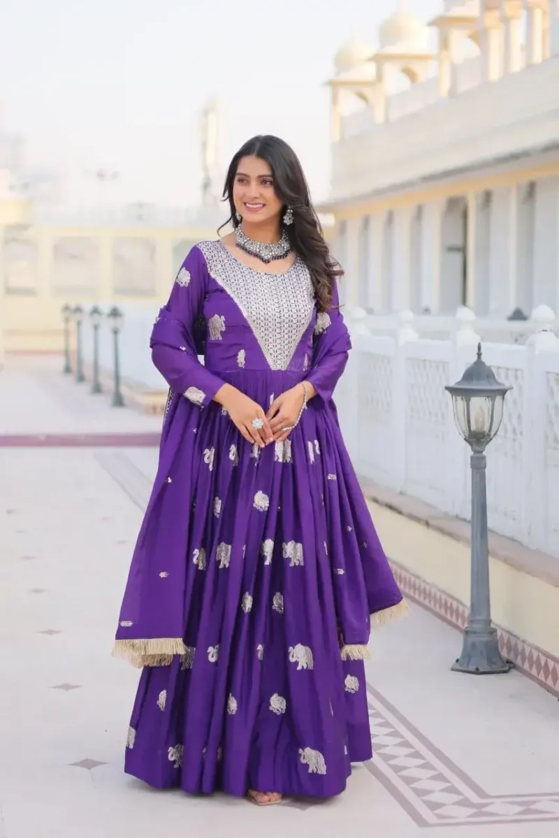 Sequence Embroidered Faux Georgette Designer Gown with Dupatta