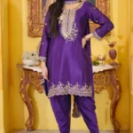 Sequence Embroidery Work Chinon Dhoti Suit