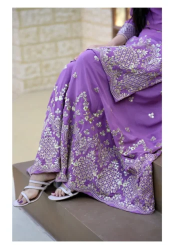 Lavender Sequence Embroidery Work Designer Suit