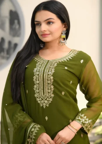 Sequence Embroidery Work Fox Georgette Pakistani Style Suit