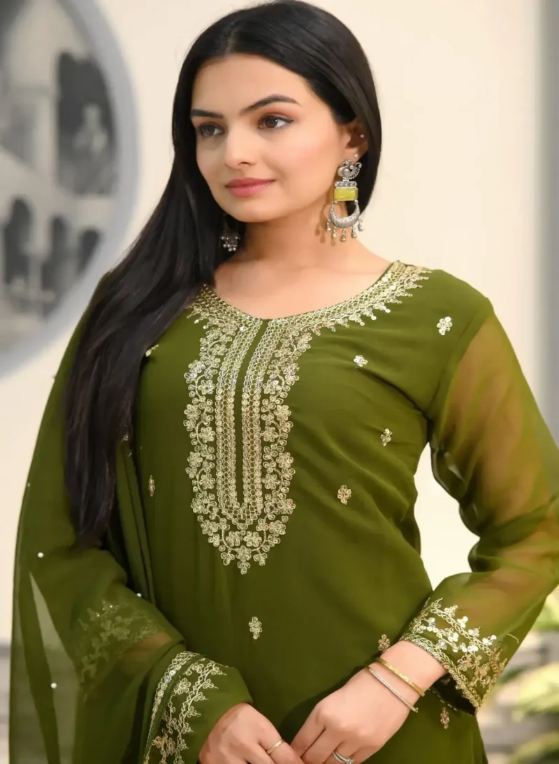 Sequence Embroidery Work Fox Georgette Pakistani Style Suit