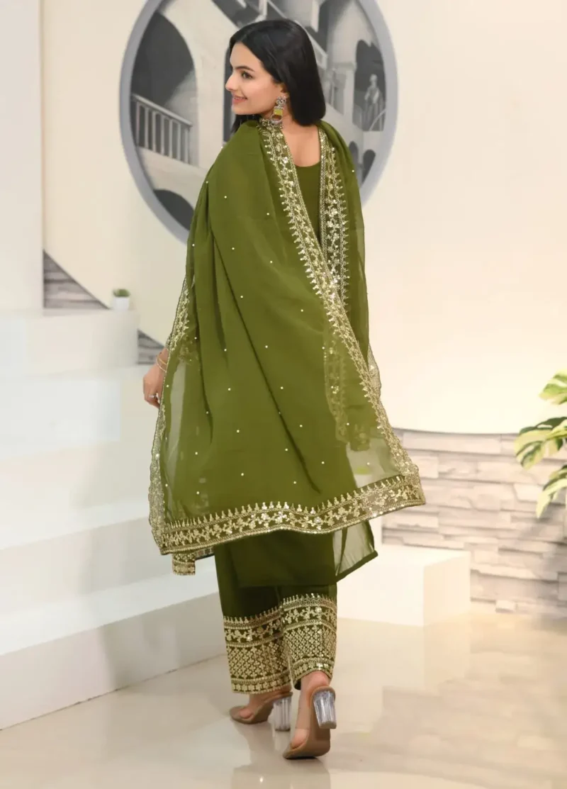 Sequence Embroidery Work Fox Georgette Pakistani Style Suit