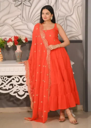 Sequence Embroidery Work Georgette Designer Party Wear Gown