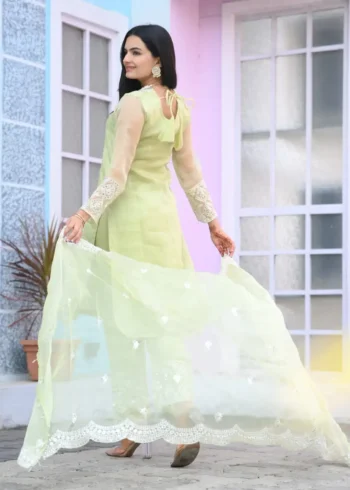 Sequence Embroidery Work Organza Suit for Wedding