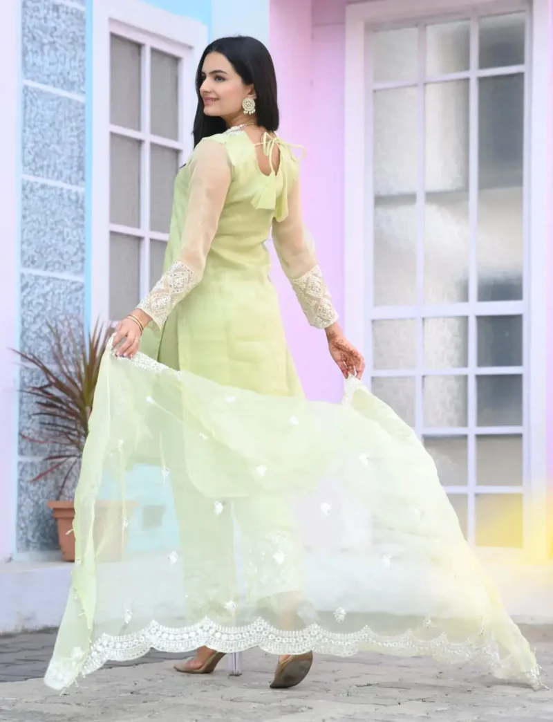 Sequence Embroidery Work Organza Suit for Wedding