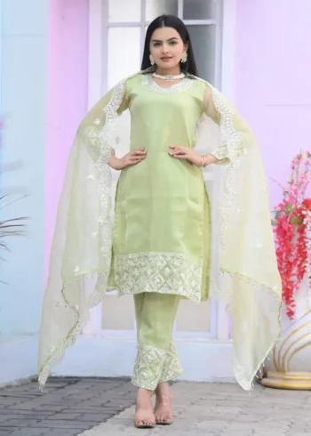 Sequence Embroidery Work Organza Suit for Wedding