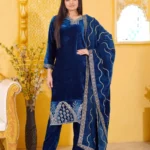 Sequence Embroidery Work Velvet Suit for Wedding