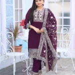 Stone & Sequence Embroidery Work Faux Georgette Suit