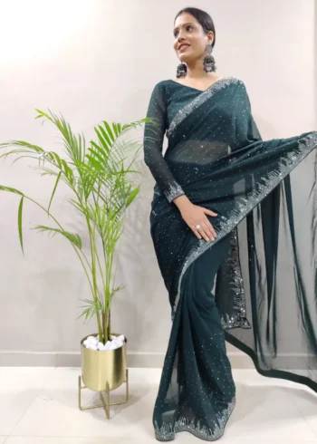 Swarovski Work Faux Georgette Stitched Saree