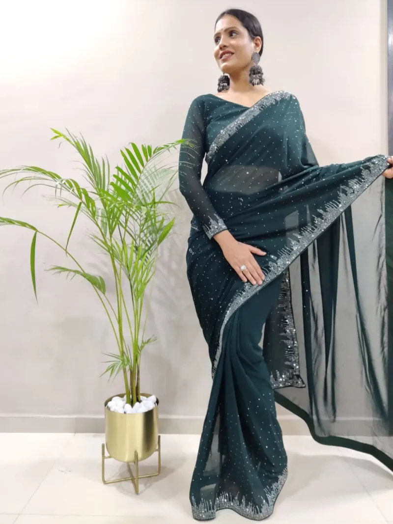 Swarovski Work Faux Georgette Stitched Saree