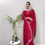 Swarovski Work Faux Georgette Stitched Saree