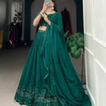 Teal Blue Sequins Embroidered Mehendi & Sangeet Bridesmaid Lehenga Choli